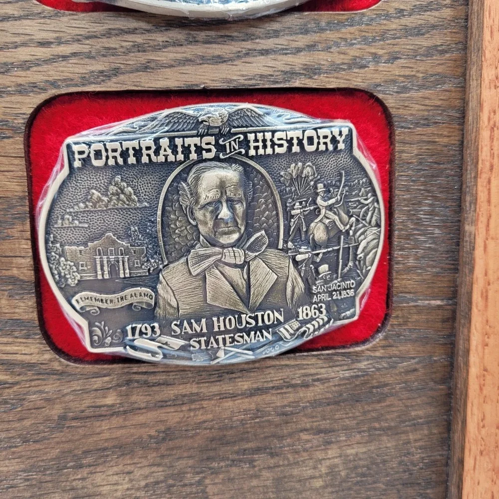 New‎ Sealed 7 Each Portraits of History Solid Brass Mounted Belt Buckles